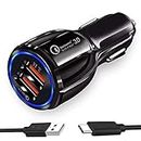 Car Charger for Samsung Galaxy S8 Plus/S 8 Plus Car Charger Adapter Socket Dual USB Port Kit | Rapid Quick Charge Mobile Car Charger with Type-C USB Fast Charging Cable (3.1 Amp, TQC5)