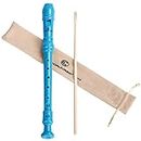 CONJURER Recorder 8 Hole ABS Clarinet German Style Treble flute C Key for Kids with Cleaning Rod, Storage Bag (Blue)