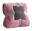 TASTHROW Large Flannel Fleece Throw Blanket, 60×80 Inch - Cozy Lightweight Thick Blanket - All Seasons Suitable for Women, Men and Kids (Pink)