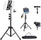 Tripod Floor Stand for iPad Pro/iPhone/Projector/DSLR NUPod Aluminum Lightweight Max Height 68" w. 360° Ball Head & Cellphone Holder & Remote for Phones, iPad Pro, Suface Pro, NUStand etc.