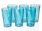 Coolkart Twisted Pattern Plastic Water Glasses, Glassware & Drinkware, Unbreakable, Stylish Look Juicy Glass, Transparent Glasses (Blue, 6)