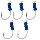 Tooth Shield Tackle 5 Pack Tungsten Weighted Ice Fishing Deadstick Plummeting Hooks Weighted Tip-Up Hooks / Tip Down Hook Walleye Crappie Perch Tungsten Jigs (Blue Glow)