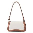 CLUCI Small Shoulder Bags,Crossbody Purses for Women Vegan Leather Handbag Clutch Hobo Purse, Beige with brown