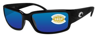 Costa Del Mar Caballito Black Frame Blue Mirror 580P Plastic Polarized Lens