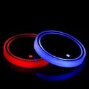 Dalimo Led Cup Holder Lights, 2 Pieces Car Cup Holder led Lights with 7 Colors USB Charging Mat Cup Pad Coaster Insert LED Interior Atmosphere Lamps
