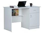 DeckUp Hermes Engineered Wood Study & Computer Table and Office Desk (White, Matte Finish)