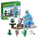 LEGO Minecraft Die Vereisten Gipfel, Set mit Steve-, Creeper- und Ziegen-Figuren, eisiges Biom und Höhle, Videospiel, Spielzeug mit Zubehör 21243