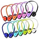 Kids Headphones Bulk 18 Pack Multi Colored On-Ear Corded Headphones with 3.5mm Jack for School Classroom Libraries Students Adult, Individually Bagged (12 Colors)