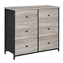 SONGMICS Dresser for Bedroom, Chest of Drawers, 6 Drawer Dresser, Closet Fabric Dresser with Metal Frame, Heather Greige and Classic Black ULGS023G01