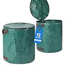 Pilntons 72 Gallons Reusable Garden Waste Bag with Lid Lawn and Leaf Bag Reinforced 4 Handles (2 Pack 72 Gallons)