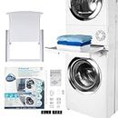 CARE + PROTECT Universal Stacking Kit with Sliding Shelf for Washing Machines and Tumble Dryers, Suitable for Washing Machines with Depth 47-62 cm, Space-Saving, Easy to Install, White, Rounded Top