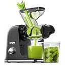 SiFENE Cold Press Juicer Machine, Compact Single Serve Slow Masticating Juicer, Vegetable and Fruit Juice Maker Squeezer Machines, Easy to Clean, BPA Free, Black