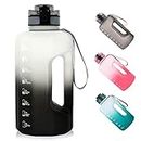GEMFUL Large Water Bottle with Handle 2.2L BPA Free for Gym Sports (Black/white)