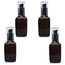 MYOC Amber Color Square Glass Bottle Sun Protect Bottles Portable Refillable & Reusable Storage Container with Lid for Personal & Beauty Care Oils Face Serum Toners - 50ml (Pack of 4)