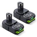 Powerextra 2 Pack Replacement Ryobi Battery 18V for Ryobi ONE+ P108 P102 P103 P104 P105 P107 P109 P122 Cordless Power Tools…