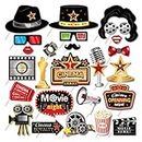 Dusenly 25pcs Hollywood Movie Night Photo Booth Props Hollywood Party Photobooth Props for Movie Night, Bachelorette, Birthday Decorations