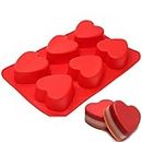 MoldBerry Soap Mould for Soap Making Lotion Bars Bath Bombs Heart Shape Silicone Mold for Baking Cupcakes Muffins Candle Mould 6 Grid Approx 80 100Gm Multi Color Pack of (1)