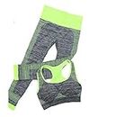 GYANVI Women Yoga Sets Sports Track Pant Outfit Set Gym Elastic Running Sport Suit Fitness Clothing Workout Wear Set (Free Size) (Green)