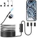 Endoscope Camera with Light, 1920P HD Borescope with 8 Adjustable LED Lights, 10ft Semi-Rigid Snake Cable, 7.9mm IP68 Waterproof Industrial Inspection Camera Compatible for Android, iPhone, iPad
