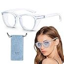 Safety Goggles, 1 Pairs Transparent Anti-Fog Goggles Anti Dust Sand Prevention Safety Glasses Scratch Resistant Side Shields Protective Eyewear wiht Pouch for Outdoor Work and Activities Construction
