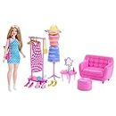 Barbie - Fashion-Set mit Puppe und Kleiderschrank-Set mit Kleidung, Zubehör und Lounge-Möbeln, langanhaltender Styling-Spaß, für Kinder ab 3 Jahren, HPL78