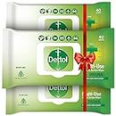 Dettol Germ Protection Wet Wipes for Skin & Surfaces, Original - 40 Count (Pack of 3)|| Moisture-Lock Lid