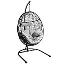 Giantex Hanging Egg Chair, Swing Chair with C Hammock Stand Set, Hammock Chair with Soft Seat Cushion & Pillow, Multifunctional Hanging Chairs for Outdoor Indoor Bedroom (Gray)