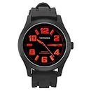 Mountaineer Mens Sport Watch Black Silicone Band Oversized Big Face Orange Numerals Reloj Hombre MN8041