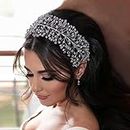TFANUO Bridal Headpiece for Wedding Rhinestone Handmade Headband Hair Accessories Bridesmaids
