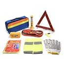 Kit di emergenza per auto TourKing, kit di guida di sicurezza 9 pezzi, strumenti triangolo di emergenza, fune di traino, kit di assistenza stradale di sicurezza automatica