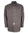 BOCOMAL FR Shirts Flame Resistant 100% C NFPA2112 7.5oz Men's Fire Retardant Welding Shirt, Pearl Snaps-gray, Small