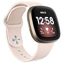 Yisica Compatible with Fitbit Versa 3 Straps/Fitbit Versa 4 Straps/Fitbit Sense Strap for Women Men, New Buckle Soft Silicone Sport Replacement Wristbands for Fitbit Versa 3 4(Z-Sand Pink)