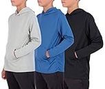 3 Pack: Boys Hoodies Sweatshirts Girls Youth Boy Teen Mesh Dry Fit Long Sleeve Active Athletic Hoodie Sweatshirt Pullover Tops Gym Clothes Workout Wicking Kids Plain Warm Soft Kid -Set 9, S (6/7)
