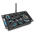 Pyle Wireless DJ Audio Mixer - 3 Channel Bluetooth Compatible DJ Controller Sound Mixer, Mic-Talkover, USB Reader, Dual RCA Phono/Line In, Microphone Input, Headphone Jack, Black