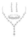 Udalyn Rhinestone Bridesmaid Jewelry Sets for Women Necklace and Earring set for Wedding with Crystal Bracelet