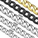 4mm Cuban Curb Chain for Men Silver Stainless Steel 18" Inches Solid Miami Cuban Link Chain Choker Necklace
