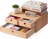 Natural Wooden Desktop Organizer - Office Supplies Filing Tidy Storage Shelf