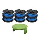 RONGJU 6 Pack Weed Eater Spool for Greenworks 21332 21342 24V 40V 80V Cordless Trimmer 16ft 0.065” Single Line String Trimmer Replacement Spool 29252 with 3411546A-6 Spool Cap Covers (6 Spools, 1 Cap)