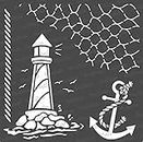 CrafTreat Nautical Stencils for Crafts Reusable VIntage - Nautical - Size: 15x15 cms - Anchor Stencils for Furniture Painting - Lighthouse Stencil for Painting on Concrete, Canvas, Fabric, Paper, Wood