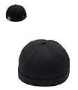 JAZAA Docker Hats Adjustable Leather Buckle Street Casual Brimless Beanie Skull Caps (Black)
