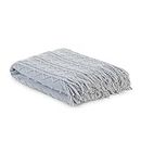 Berkshire Blanket- Decorative Acrylic Knitted Lightweight Throw Blanket, Soft and Cozy Throw with Tassels for Couch Bed Sofa, Mindful Gray, 50x60 inches