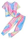 Arshiner Girls Clothing Sets Batik T-Shirt Top & Pants Leisure Sports Clothing Sets Tie-Dye Tracksuits for Girls 12-13 Anni