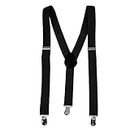 Wellpoint Gozby Shirt Suspenders Men's Blue Colored 3.5cm Strap Width Suspenders Belt Stylish and Practical Accessory (Black)