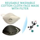 6 Pack (3 Black + 3 White) Reusable Washable Cotton Cloth Face Mask with Filter