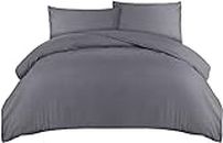 Utopia Bedding Duvet Quilt Cover Set with Pillow cases - Soft Microfibre Polyester, King Size (Grey)