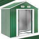 GARDEBRUK® XL Metal Tool Shed | 6x4 Ft | 3.1m³ | Garden Shed With Foundation | Garden Storage With Sliding Door | Outdoor Storage Shed 196x132x188cm | Green