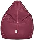 Amazon Brand - Solimo XL Bean Bag Cover (Maroon with Pink Piping) (Faux Leather)
