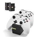 snakebyte Xbox One TWINCHARGE X - Black - Charger/Charging Station for Xbox One S/X/Elite Controller/Gamepads, 2 Rechargeable Batteries 800mAh, Dual Channel Charge, LED Charge Status Indicator