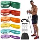Zacro Resistance Bands Set - 6 Levels Pull Up Bands Set for Men and Women - Exercise Loop Bands with Door Anchor, Training Poster & Pouch for Workout Home Gym Exercise, Yoga, Pull Up Assistance Bands