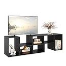 DEVAISE Flat Screen TV Stand for 65 75 inch TV, Modern Entertainment Center with Storage Shelves, Media Console Bookshelf for Living Room, Black…
